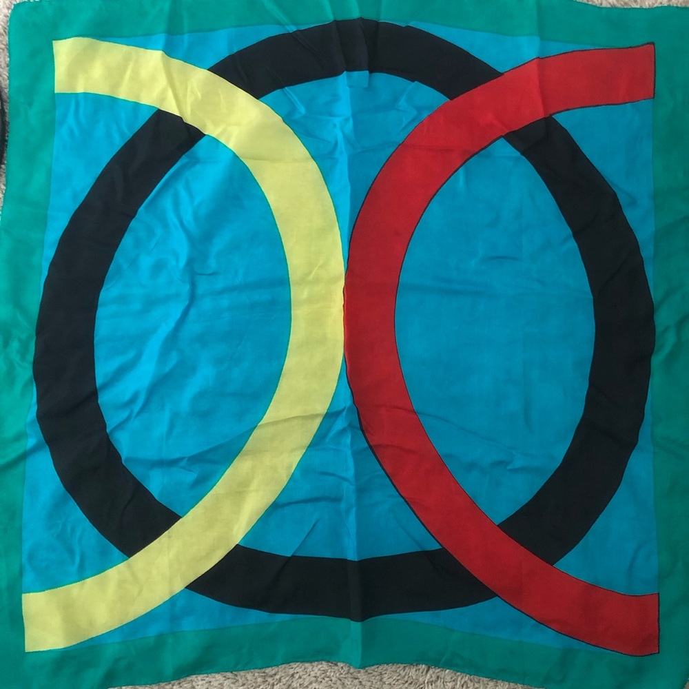Vintage Colorful Geometric Silk Scarf